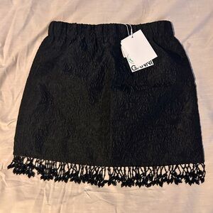 Black Fringed Jacquard Ganni Skirt